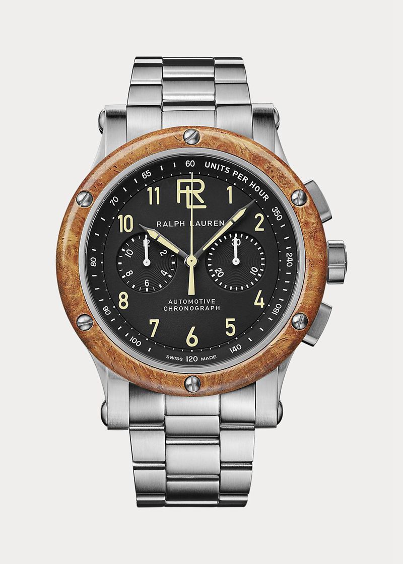 ラルフ ローレン 時計 メンズ 黒 42 Mm Chronograph Steel Wood Bezel GWHLN8246